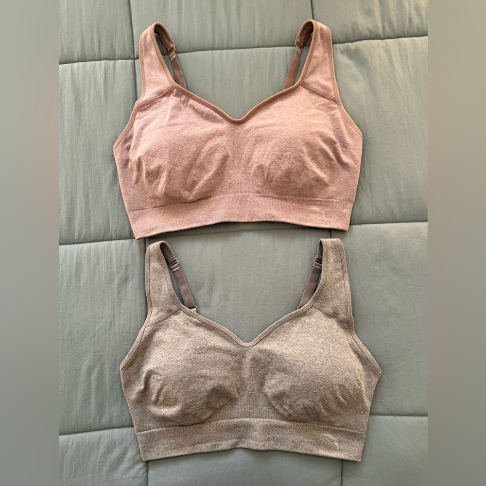 Puma Women's Sports Bra Set - Mauve and Taupe